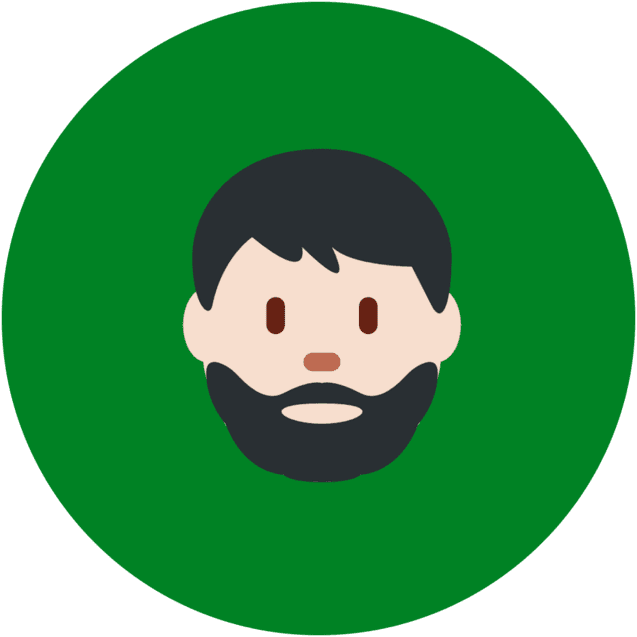 Icon eines m&auml;nnlichen Gesichts mit dunkelbraunem Haar und Vollbart, auf gr&uuml;nem Hintergrund.