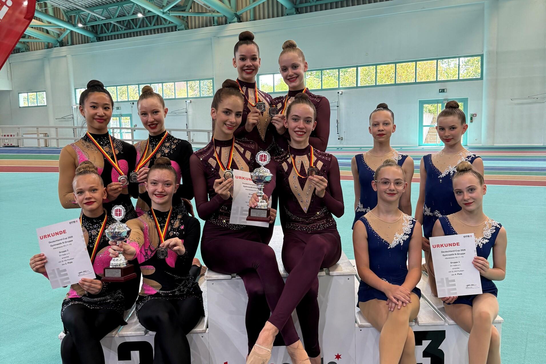 Deutschland-Cup-Gymnastik Siegerfoto Die Teilnehmerinnen des SV Halle beim Deutschland Cup Gymnastik im Siegerfoto.