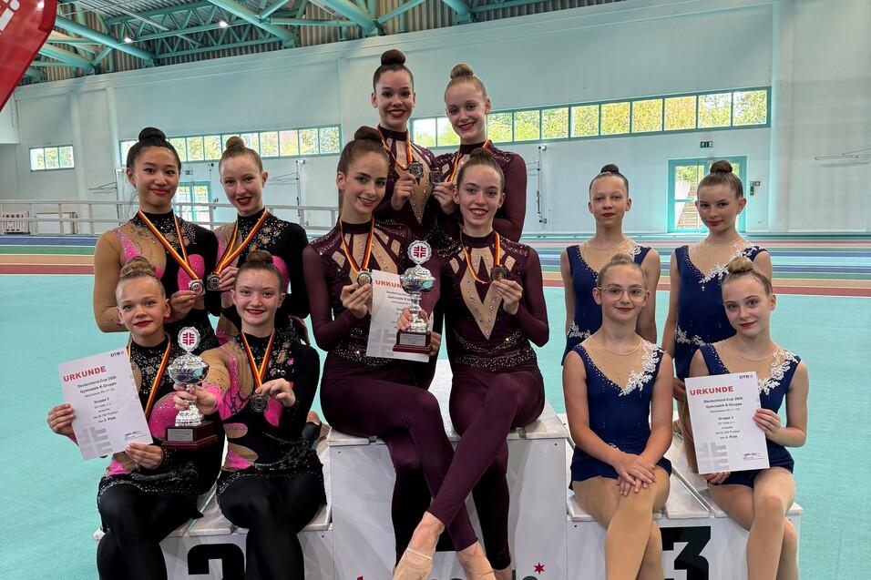 Deutschland-Cup-Gymnastik Siegerfoto Die Teilnehmerinnen des SV Halle beim Deutschland Cup Gymnastik im Siegerfoto.