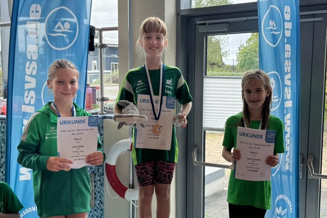 Die Gewinnerinnen der Abteilung Schwimmen des Kids Cup in Bitterfeld f&uuml;r die Jahrg&auml;nge 2016 bis 2018.
