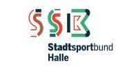 Logo des Stadtsportbunds Halle mit den Buchstaben SSB in stilisierter Schrift.