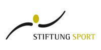 Logo der Stiftung Sport, bestehend aus stilisiertem menschlichen Körper und Schriftzug in Schwarz und Gelb.