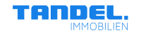 Logo der Firma Tandel Immobilien in blauer Schrift auf schwarzem Hintergrund.