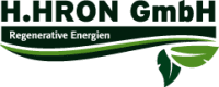 Logo der H.JRON GmbH mit dem Schriftzug &bdquo;Regenerative Energien&ldquo; und einem Blatt, das gr&uuml;nes Design symbolisiert.