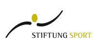 Logo der Stiftung Sport, bestehend aus stilisiertem menschlichen K&ouml;rper und Schriftzug in Schwarz und Gelb.