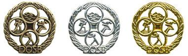 Drei Medaillen in Bronze, Silber und Gold mit dem DOSB-Logo und sportlichen Symbolen in einem kreisförmigen Design.
