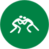 Symbol eines Ringsports mit zwei stilisierten K&auml;mpfern in einer k&auml;mpferischen Position auf gr&uuml;nem Hintergrund.