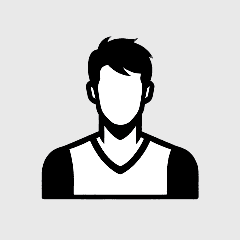 Vektorgrafik eines silhouettenhaften männlichen Porträts mit schematischem Oberteil.