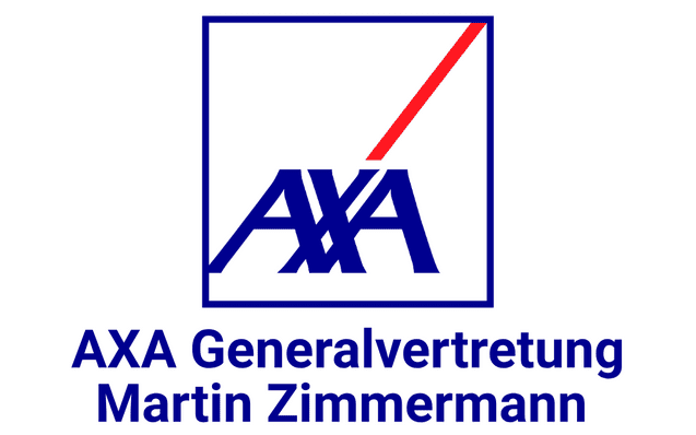 Logo der AXA Generalvertretung Martin Zimmermann mit blauem Schriftzug und rotem Akzent.