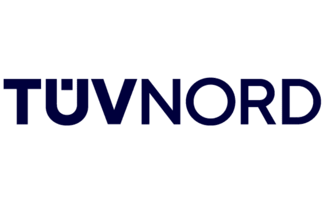Logo der TÜV NORD AG in dunkelblauer Schrift auf hellem Hintergrund.