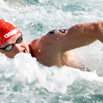 SV-Halle-Freiwasserschwimmer Jan Hercog hat sich für die Olympischen Spiele 2024 qualifiziert. Foto GEPA pictures, Philipp Brem 